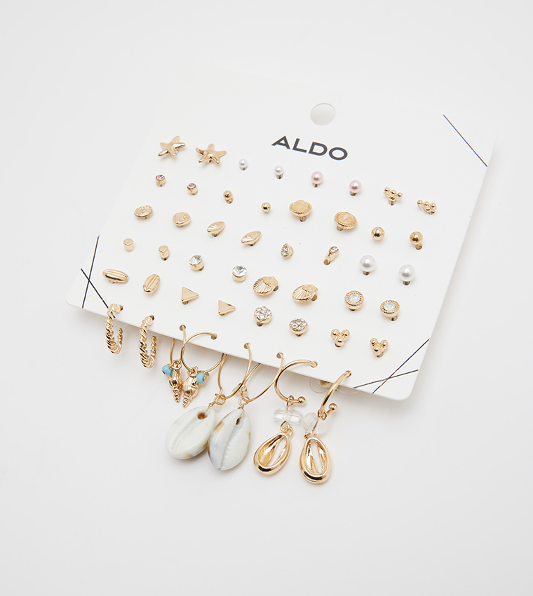 Buy Aldo Accessories VRIRBAG Multipack Earrings Set In Gold - Main Image