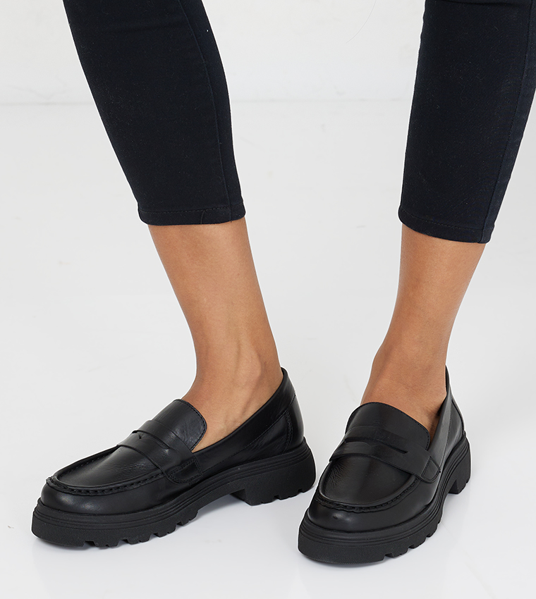 Buy Aldo BIGLECT Solid Penny Loafers In Black | 6thStreet UAE