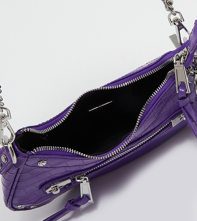 Motty Chain Detail Zippered Handbag