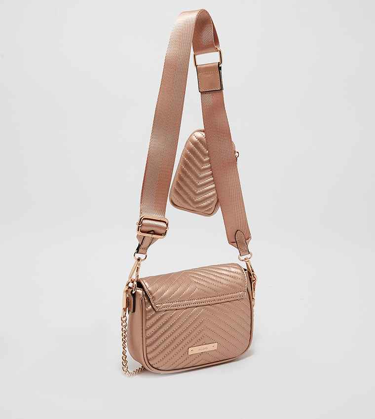Buy Aldo Unila Chain Detailed Flap Cross Body Bag In Rose Gold