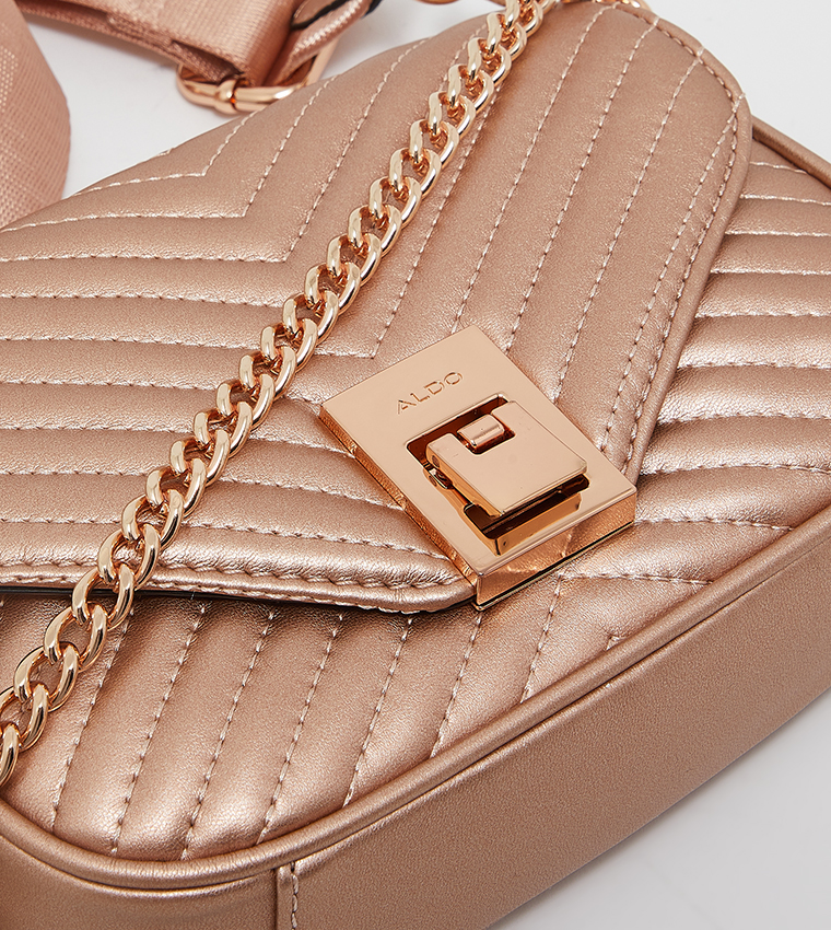 Buy Aldo Unila Chain Detailed Flap Cross Body Bag In Rose Gold