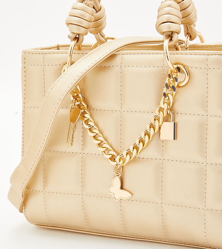Buy Call It Spring HOWITIS Quilted Top Handle Bag In Gold 6thStreet Qatar