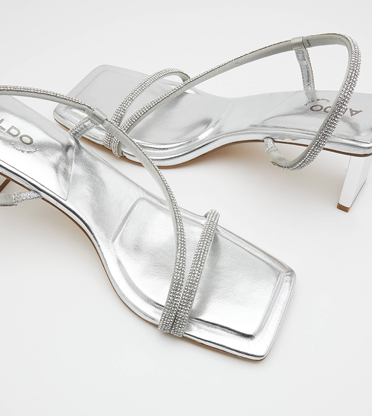 Buy Aldo CASTLEGATE Square Toe Heel Sandals In Silver | 6thStreet UAE
