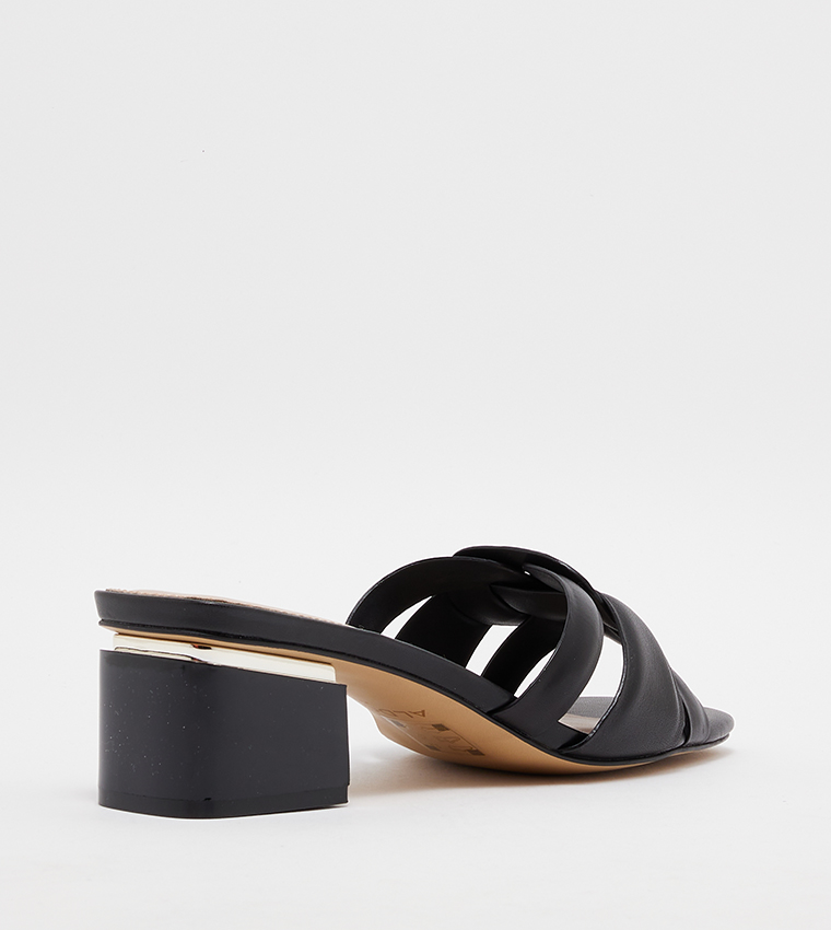 NAJLA Square Toe Block Heel Sandals