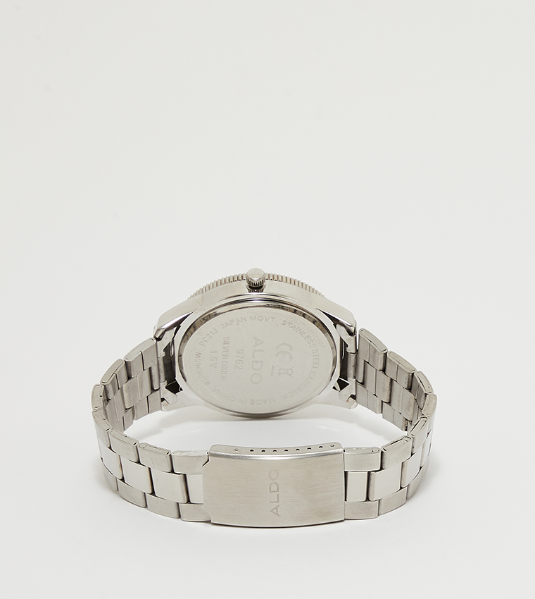 aldo mens silver watch and bracelet set