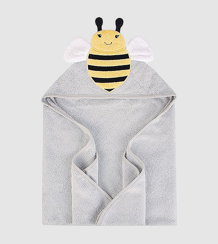 Hudson Baby Cotton Animal Face Hooded Towel, Bee - Hudson