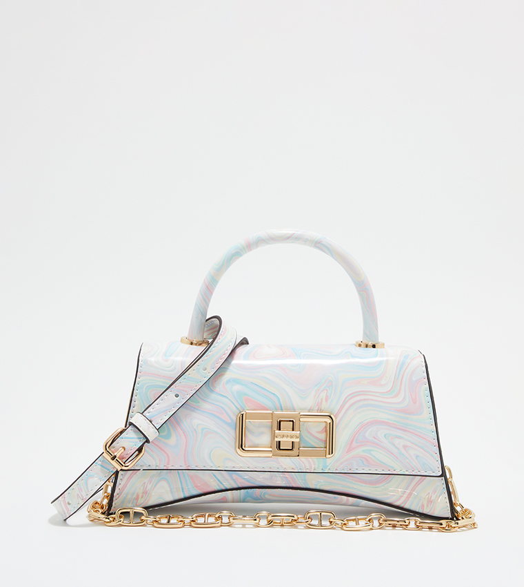 LANDENASSI Printed Top Handle Bag