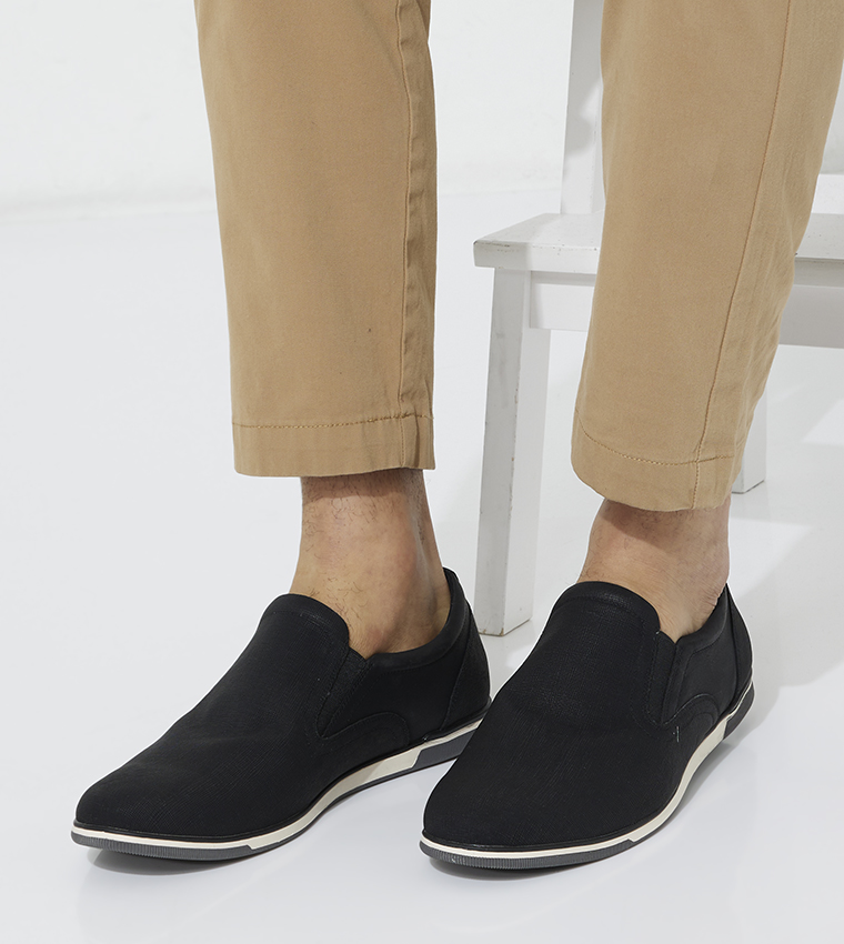 Buy Aldo BRAUNBOCK Textured Casual Slip On Shoes In Black | 6thStreet ...