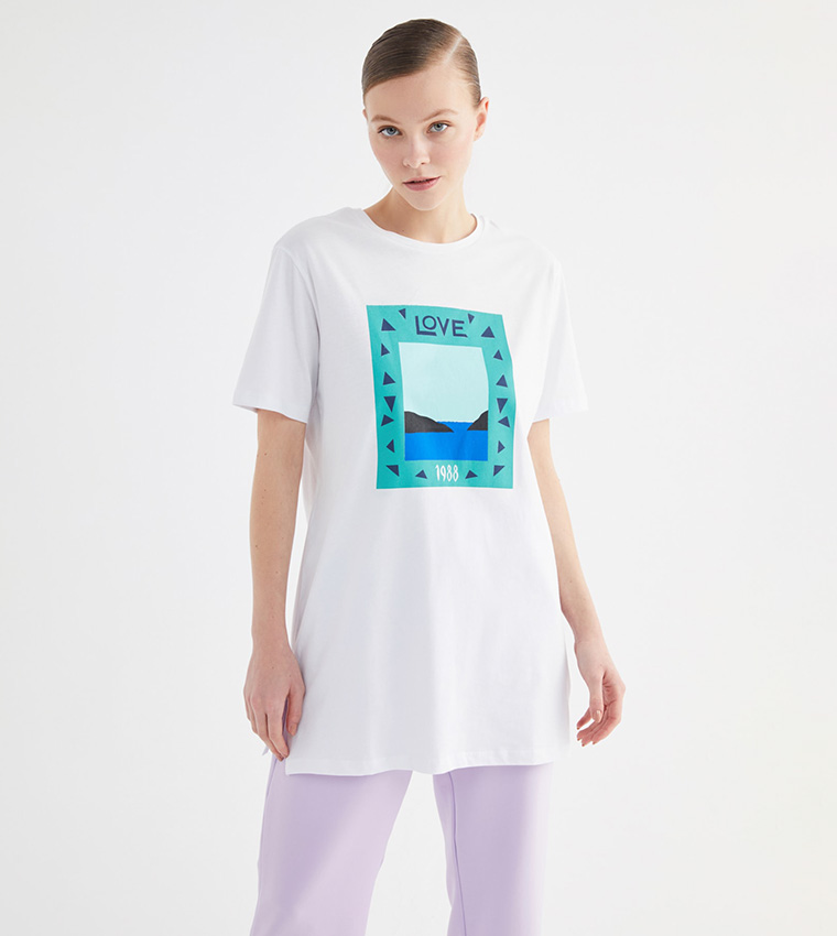 تيشيرت تونيك مطبوع