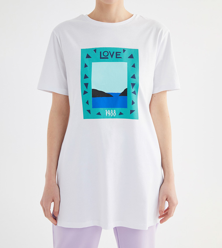 تيشيرت تونيك مطبوع