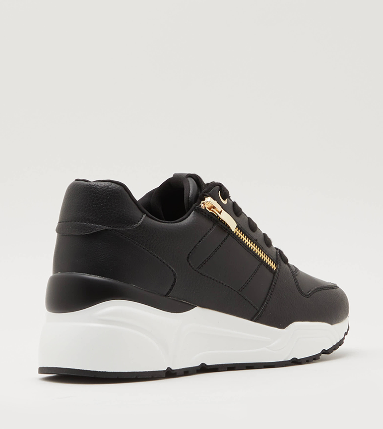 GIGII Textured Lace-Up Platform Sneakers