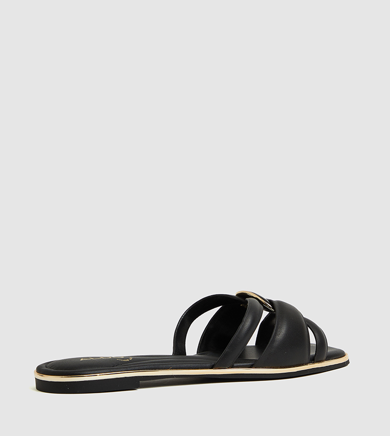 Aldo black hot sale slides