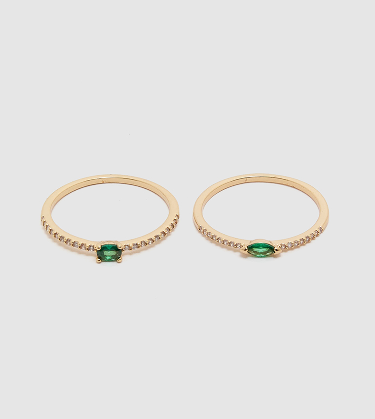 TALERECLYA 2 Pack Stone Embellished Rings