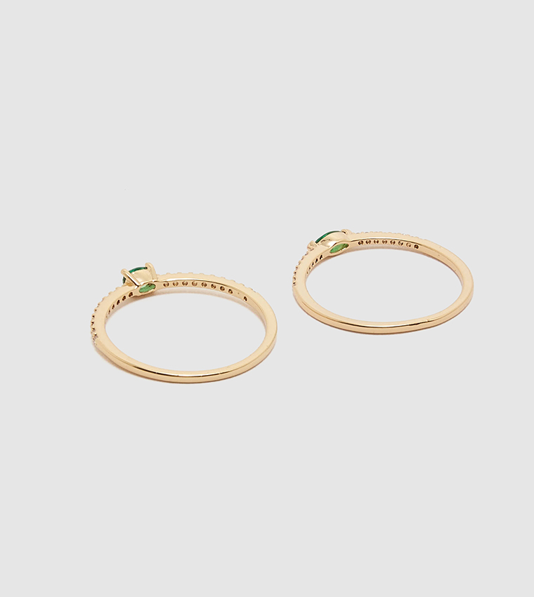 TALERECLYA 2 Pack Stone Embellished Rings