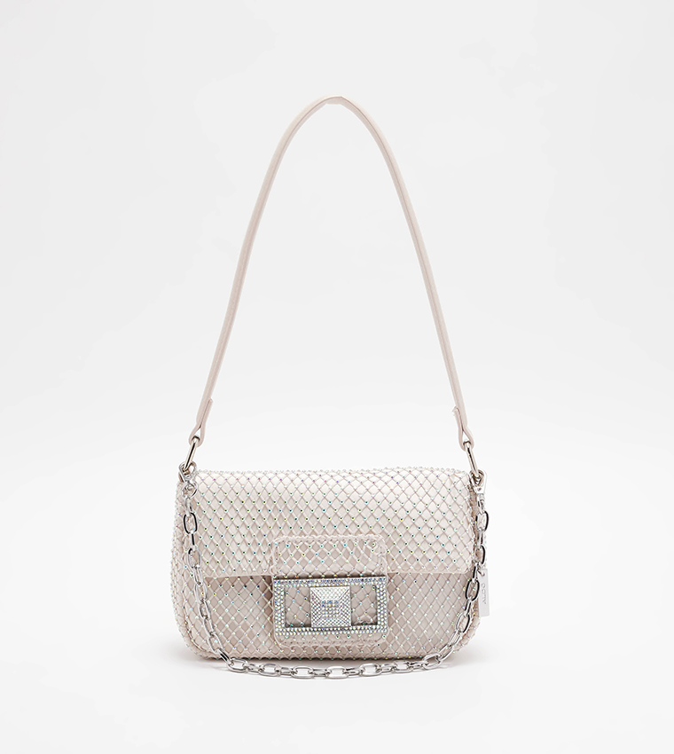 Buy Aldo MESHI Embellished Shoulder Bag In Beige 6thStreet Bahrain