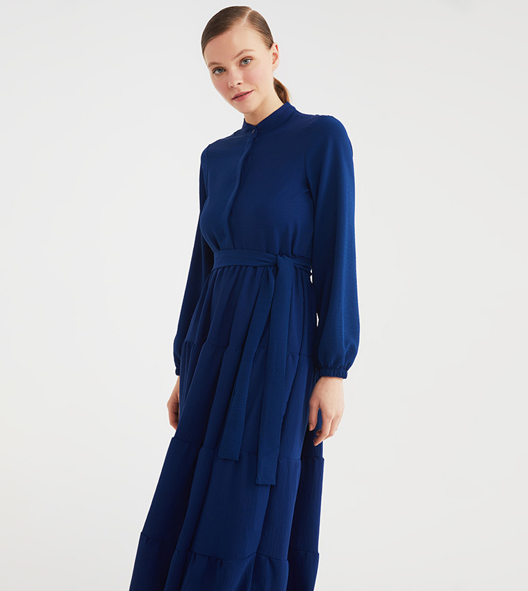 Belted Tiered Maxi Dress