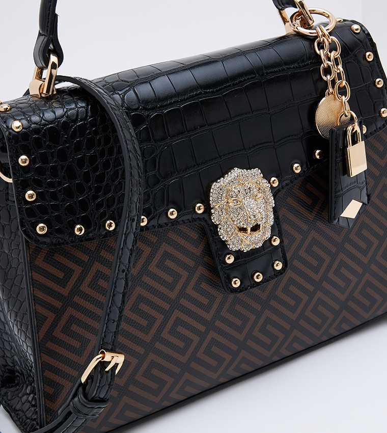 ULUMAS Metal Accent Satchel Bag