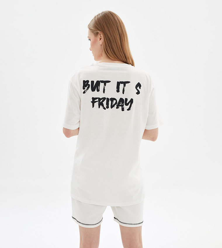 Trend Alaçatı Stili T-Shirt - White - Oversize - Trendyol