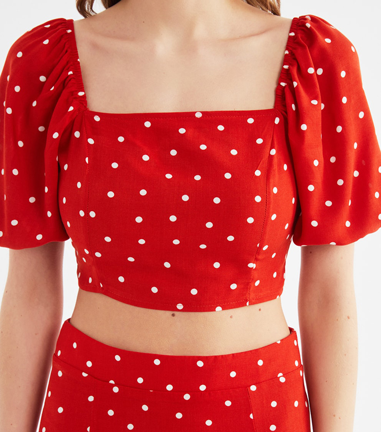 Polka Dot Print Slit Dress
