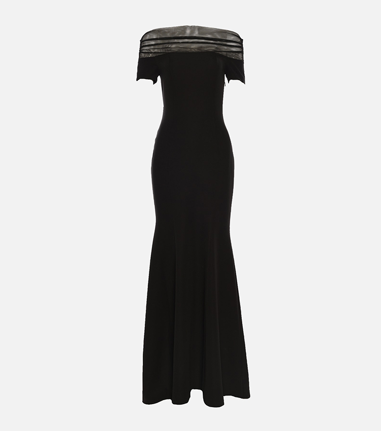 Buy Trendyol Neck Detailed Evening Dress & Graduation Gown In Black ...