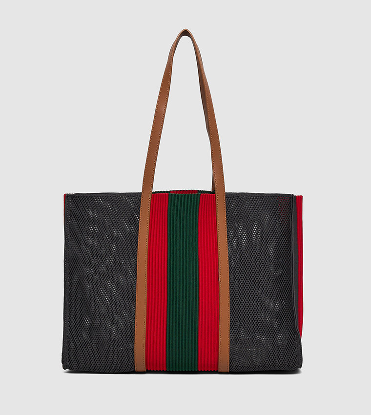 Color Block Shoulder Bag with Pouch