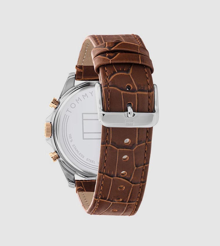 Buy Tommy Hilfiger Baker Silver White Dial Leather Analog Watch In