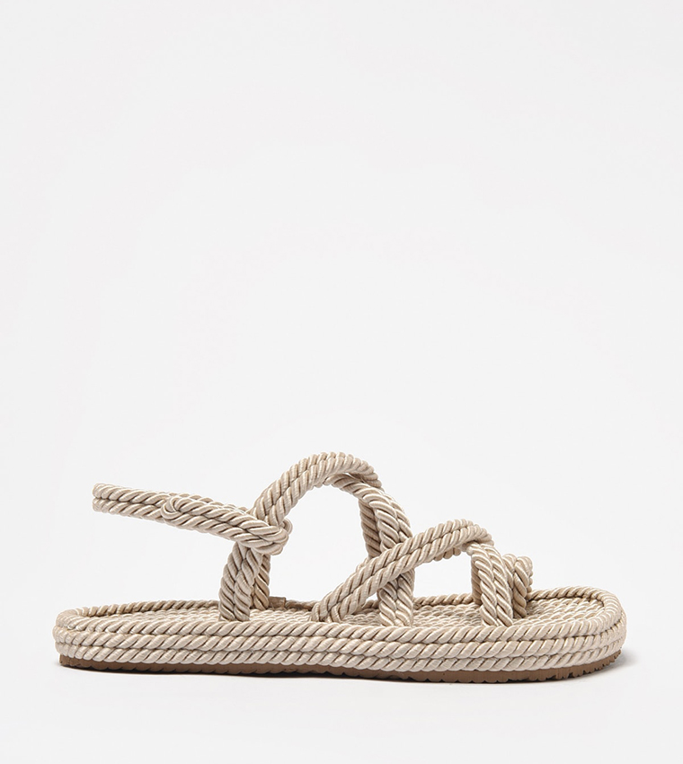 Buy Trendyol Rope Corded Flat Sandals In Cream 