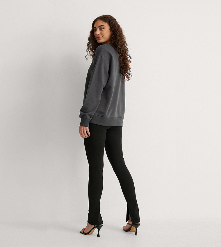 Buy NA KD Oversized Printed Sweater In Grey 6thStreet UAE