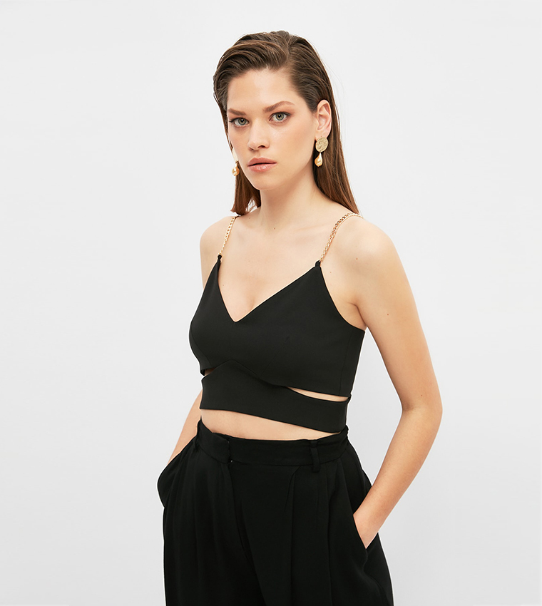 Buy Trendyol Chain Link Crop Top In Black | 6thStreet Qatar