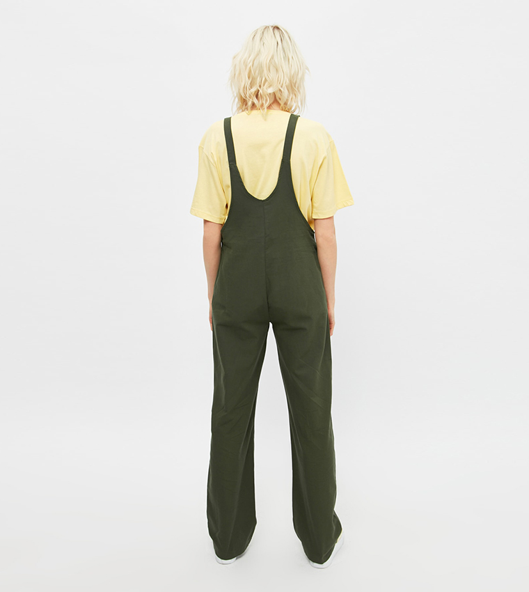 Buy Trendyol Wide Leg Dungaree Jumpsuit In Green | 6thStreet Qatar