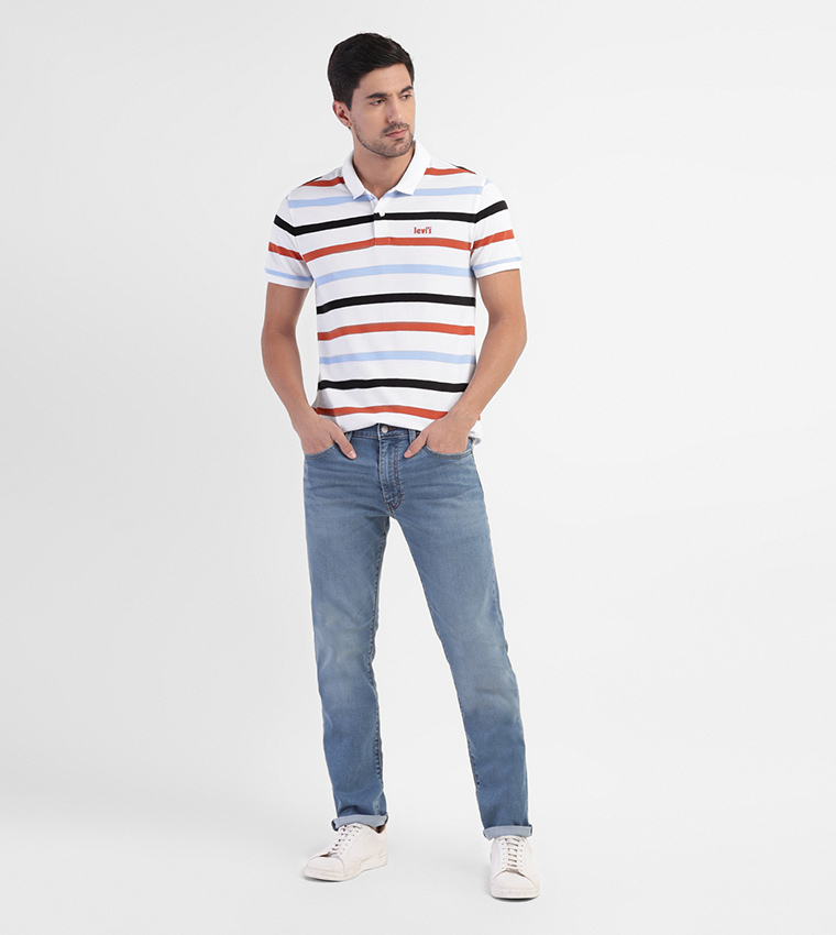 Logo Detail Striped Polo T-Shirt