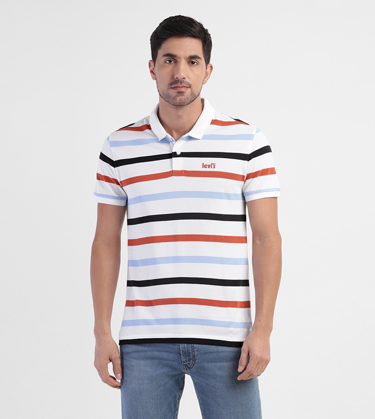 Logo Detail Striped Polo T-Shirt