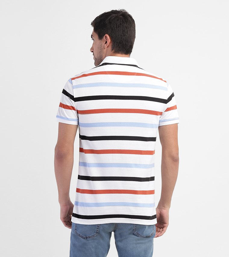 Logo Detail Striped Polo T-Shirt