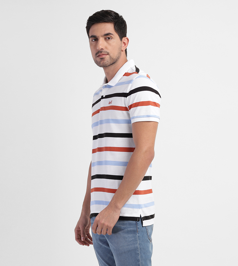 Logo Detail Striped Polo T-Shirt
