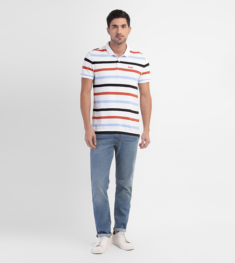 Logo Detail Striped Polo T-Shirt
