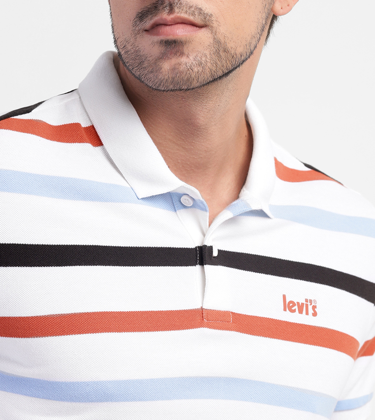 Logo Detail Striped Polo T-Shirt