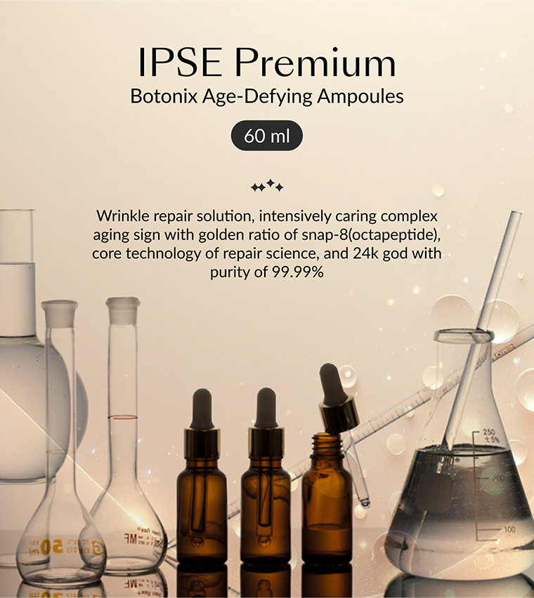 IPSE Korean Premium Botonix Ampoule Face & Neck Serum 60ml - Skin Care Anti Aging Facial Brightening Serum - Reduce Fine Line, Wrinkle with 24k Gold