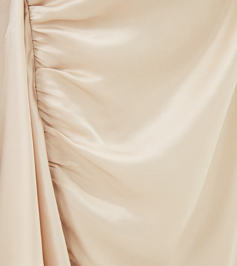 Buy Trendyol Waist Detailed Evening Dress & Graduation Dress In Beige ...