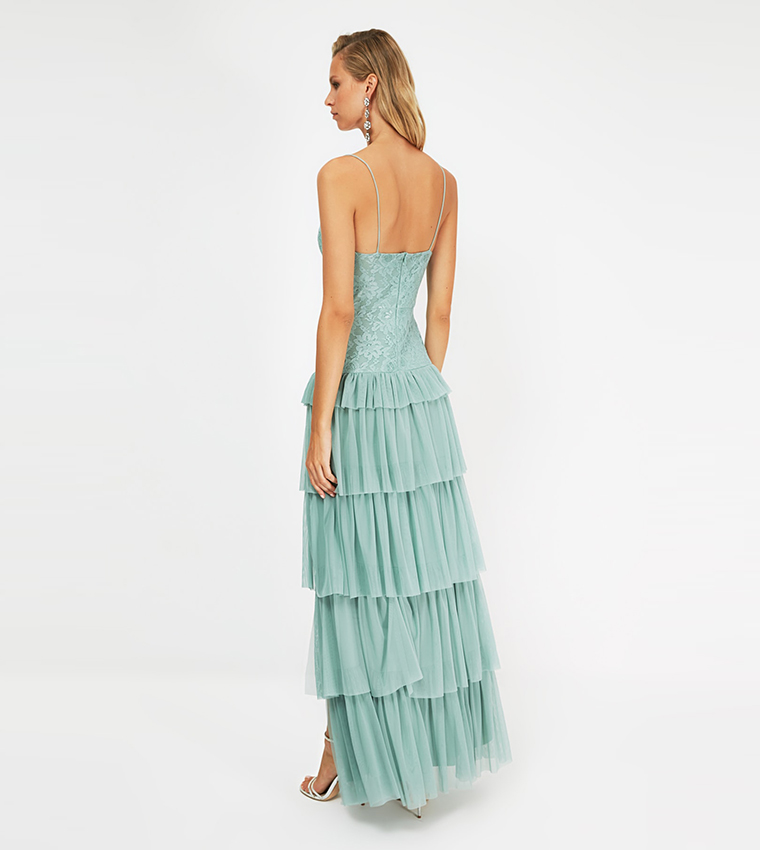 Buy Trendyol Lace Detailed Evening Dress Graduation Dress In