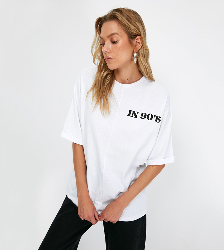 White boyfriend hot sale tee