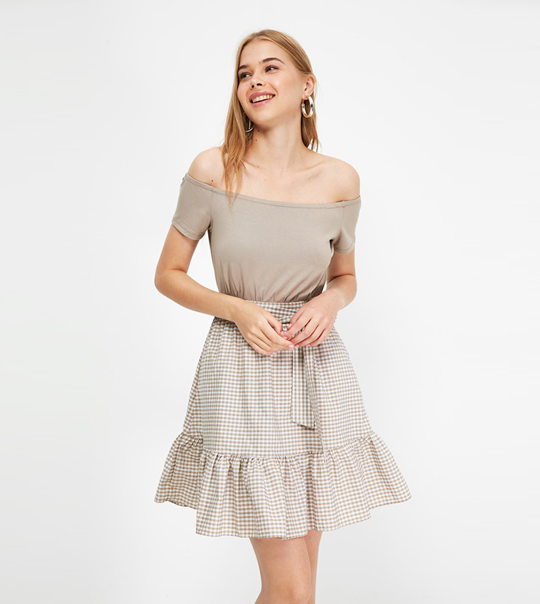 Camel Twirl Dress with Bell Sleeves main image 1