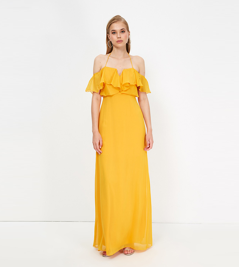 mustard graduation dress Mustard Vienna Chiffon Maxi Dress