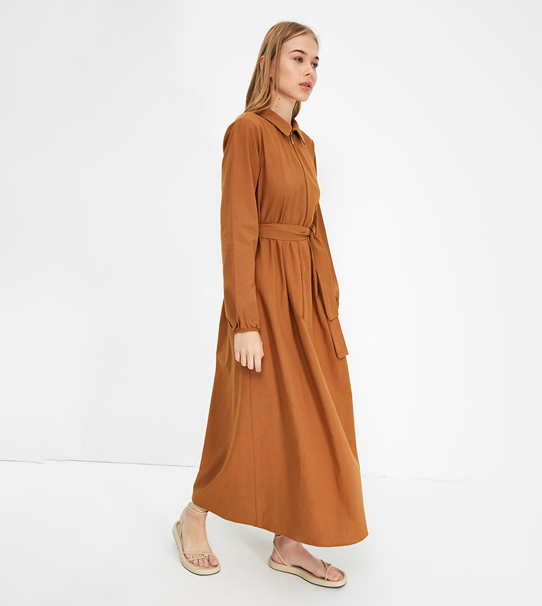 Belted maxi dress discount