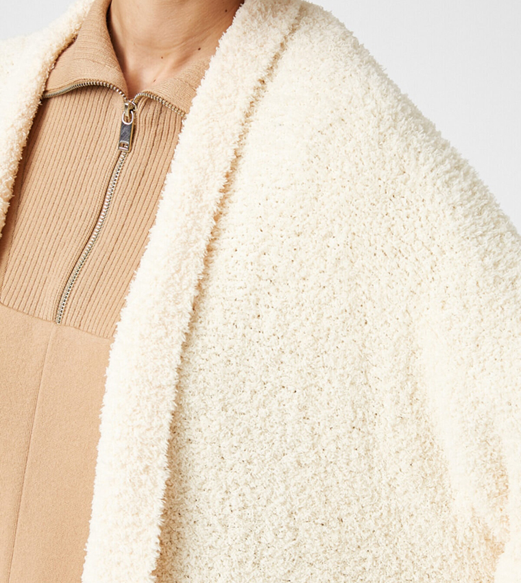 Furry Knit Zip Up Cardigan (XS)