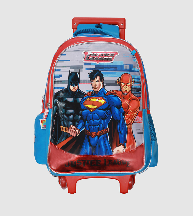 Justice Leauge Trolley Bag 2 Main Compartments And 2 Side Pockets
