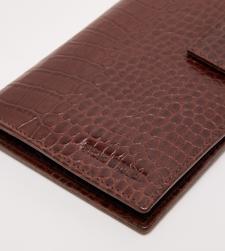 Textured Snap Closure Long Wallet