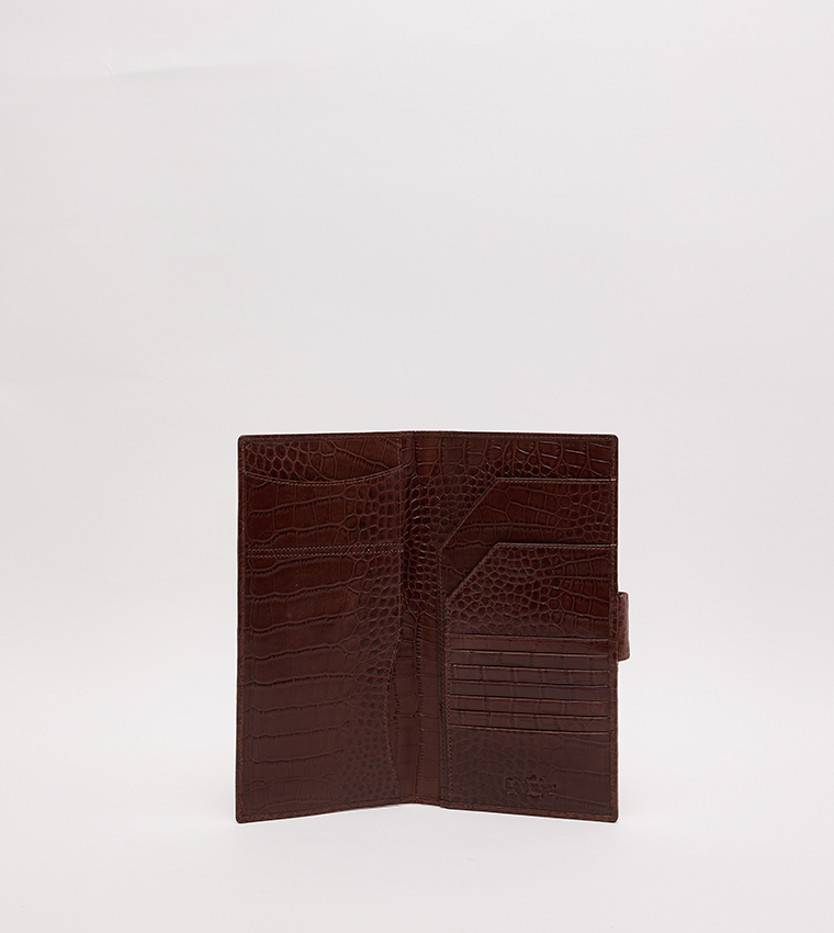 Textured Snap Closure Long Wallet