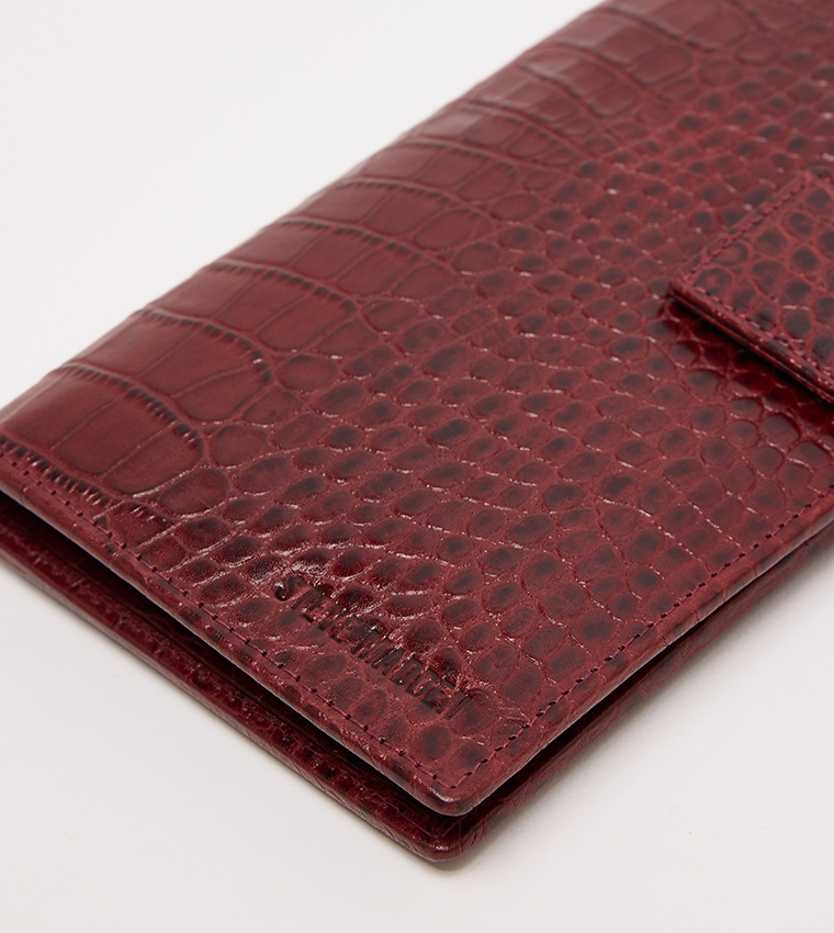 Textured Snap Closure Long Wallet