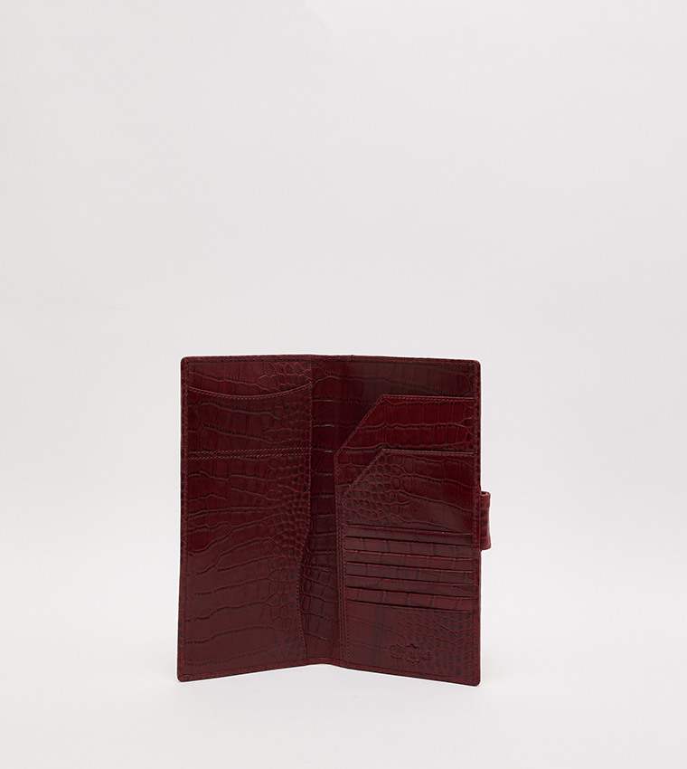 Textured Snap Closure Long Wallet