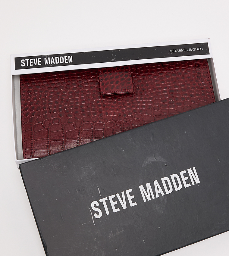 Textured Snap Closure Long Wallet